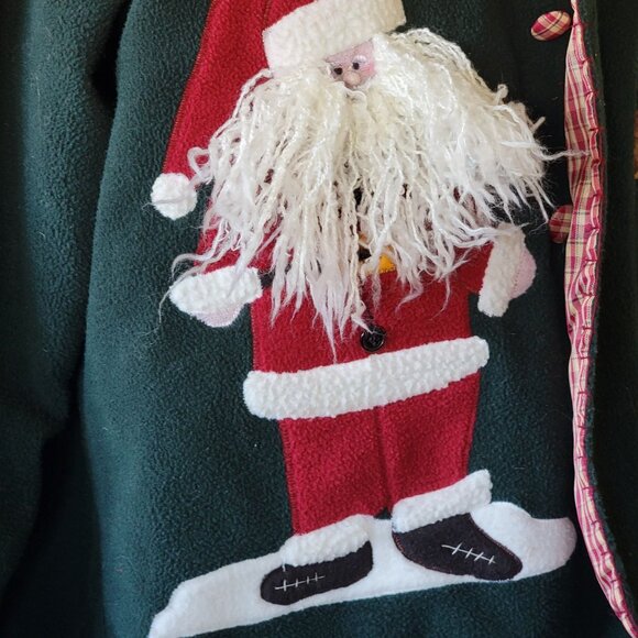 VTG Take Two Clothing Co. Christmas Fleece Jacket W/ Santa & Reindeer Applique - Picture 12 of 16